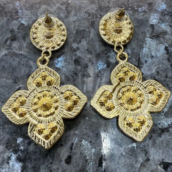 2/$25 or 3/$35 NWOT Fully rhinestoned colorful floral drop earrings - Picture 7 of 8